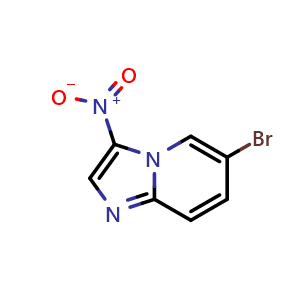 Chemical structure of 6-bromo-3-nitro-imidazo[1,2-a]pyridine , CAS 64064-71-7, AChemBlock S74699