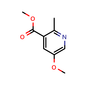 Chemical structure of methyl 5-methoxy-2-methyl-pyridine-3-carboxylate , CAS 63820-73-5, AChemBlock S74709