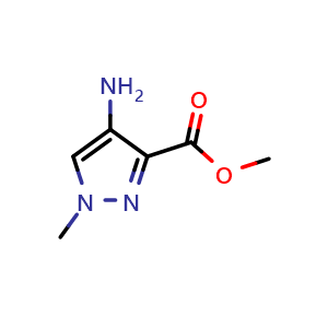 Chemical structure of methyl 4-amino-1-methyl-1H-pyrazole-3-carboxylate , CAS 637336-53-9, AChemBlock S74712