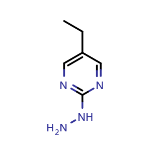 Chemical structure of 5-ethyl-2-hydrazinylpyrimidine , CAS 634611-51-1, AChemBlock S74721