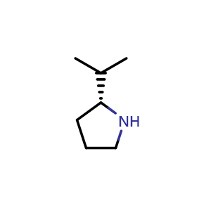 Chemical structure of (2R)-2-(propan-2-yl)pyrrolidine , CAS 63328-14-3, AChemBlock S74723