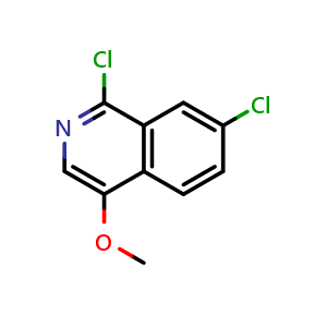 Chemical structure of 1,7-Dichloro-4-methoxyisoquinoline , CAS 630423-36-8, AChemBlock S74736