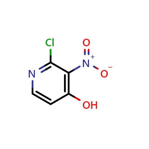 Chemical structure of 2-chloro-3-nitropyridin-4-ol , CAS 629655-23-8, AChemBlock S74739