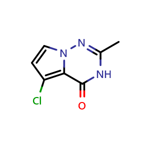 Chemical structure of 5-chloro-2-methyl-3H,4H-pyrrolo[2,1-f][1,2,4]triazin-4-one , CAS 628734-34-9, AChemBlock S74741