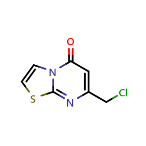 Chemical structure of 7-(chloromethyl)-5H-[1,3]thiazolo[3,2-a]pyrimidin-5-one , CAS 62773-09-5, AChemBlock S74747