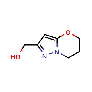 Chemical structure of {5H,6H,7H-pyrazolo[3,2-b][1,3]oxazin-2-yl}methanol , CAS 623565-62-8, AChemBlock S74768