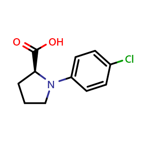 Chemical structure of (2S)-1-(4-chlorophenyl)pyrrolidine-2-carboxylic acid , CAS 61898-80-4, AChemBlock S74795