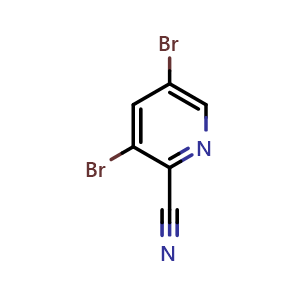 Chemical structure of 3,5-dibromopyridine-2-carbonitrile , CAS 61830-09-9, AChemBlock S74800