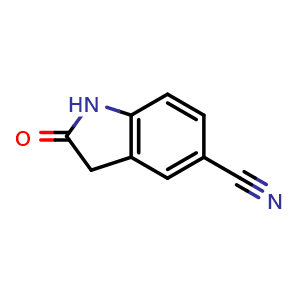 Chemical structure of 2-oxoindoline-5-carbonitrile , CAS 61394-50-1, AChemBlock S74813