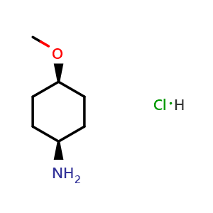 Chemical structure of cis-4-methoxycyclohexan-1-amine hydrochloride , CAS 61367-43-9, AChemBlock S74815