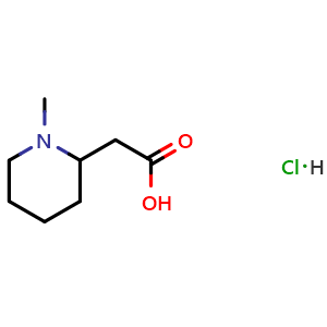 Chemical structure of 2-(1-methylpiperidin-2-yl)acetic acid hydrochloride , CAS 60979-27-3, AChemBlock S74834
