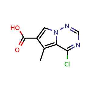 Chemical structure of 4-chloro-5-methylpyrrolo[2,1-f][1,2,4]triazine-6-carboxylic acid , CAS 607738-99-8, AChemBlock S74839