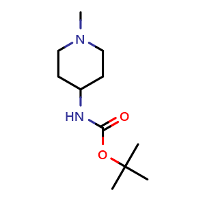 Chemical structure of tert-butyl N-(1-methylpiperidin-4-yl)carbamate , CAS 607372-93-0, AChemBlock S74841