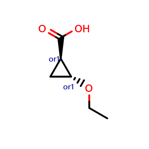Chemical structure of trans-2-ethoxycyclopropanecarboxylic acid , CAS 60212-41-1, AChemBlock S74862