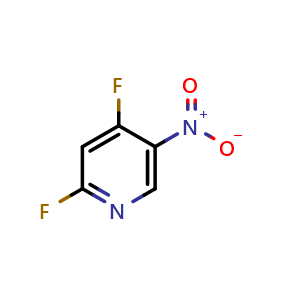 Chemical structure of 2,4-difluoro-5-nitro-pyridine , CAS 60186-15-4, AChemBlock S74864