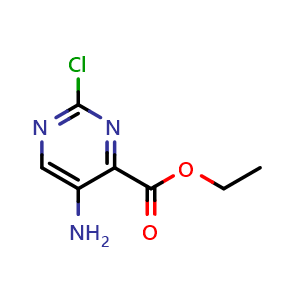 Chemical structure of ethyl 5-amino-2-chloro-pyrimidine-4-carboxylate , CAS 59950-50-4, AChemBlock S74878