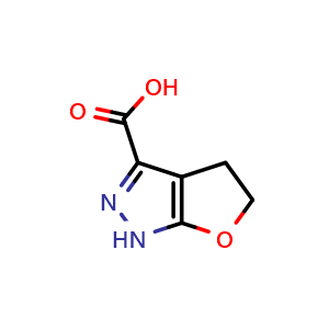 Chemical structure of 1H,4H,5H-furo[2,3-c]pyrazole-3-carboxylic acid , CAS 595610-49-4, AChemBlock S74897
