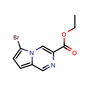 Chemical structure of ethyl 6-bromopyrrolo[1,2-a]pyrazine-3-carboxylate , CAS 588720-62-1, AChemBlock S74921