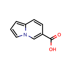 Chemical structure of indolizine-6-carboxylic acid , CAS 588720-42-7, AChemBlock S74923