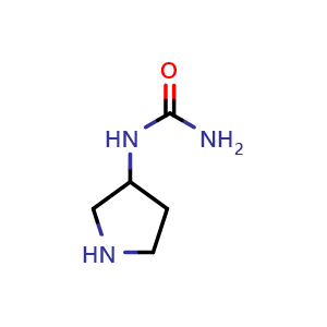 Chemical structure of (pyrrolidin-3-yl)urea , CAS 585538-86-9, AChemBlock S74934
