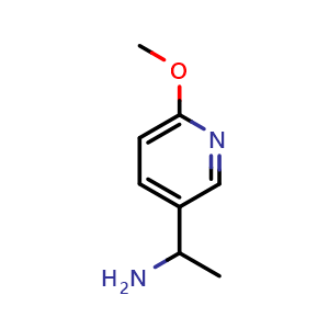 Chemical structure of 1-(6-methoxy-3-pyridyl)ethanamine , CAS 579515-25-6, AChemBlock S74949
