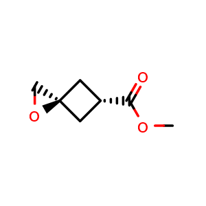 Chemical structure of methyl (3r,5r)-1-oxaspiro[2.3]hexane-5-carboxylate , CAS 578715-80-7, AChemBlock S74958