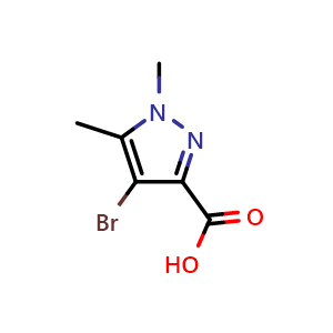 Chemical structure of 4-bromo-1,5-dimethyl-pyrazole-3-carboxylic acid , CAS 5775-91-7, AChemBlock S74963