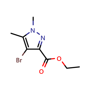 Chemical structure of ethyl 4-bromo-1,5-dimethyl-pyrazole-3-carboxylate , CAS 5775-90-6, AChemBlock S74964