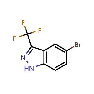 Chemical structure of 5-Bromo-3-(trifluoromethyl)-1H-indazole , CAS 57631-11-5, AChemBlock S74973