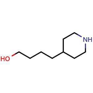 Chemical structure of 4-(4-piperidyl)butan-1-ol , CAS 57614-92-3, AChemBlock S74974