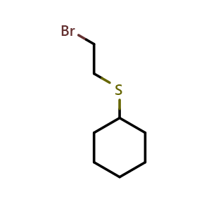 Chemical structure of [(2-bromoethyl)sulfanyl]cyclohexane , CAS 5755-61-3, AChemBlock S74978