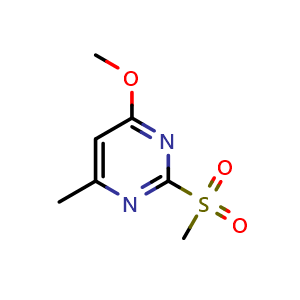 Chemical structure of 2-methanesulfonyl-4-methoxy-6-methylpyrimidine , CAS 57268-32-3, AChemBlock S74997