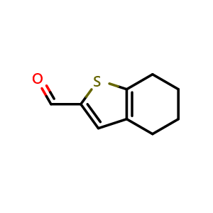 Chemical structure of 4,5,6,7-tetrahydro-1-benzothiophene-2-carbaldehyde , CAS 57021-53-1, AChemBlock S75004