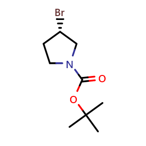 Chemical structure of tert-butyl (3S)-3-bromopyrrolidine-1-carboxylate , CAS 569660-89-5, AChemBlock S75007