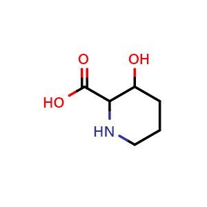 Chemical structure of 3-hydroxypiperidine-2-carboxylic acid , CAS 56879-47-1, AChemBlock S75012