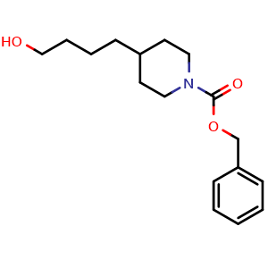 Chemical structure of benzyl 4-(4-hydroxybutyl)piperidine-1-carboxylate , CAS 566905-88-2, AChemBlock S75022