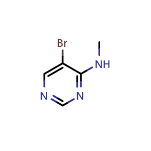 Chemical structure of 5-bromo-N-methylpyrimidin-4-amine , CAS 56181-38-5, AChemBlock S75045