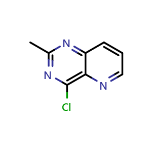 Chemical structure of 4-chloro-2-methylpyrido[3,2-d]pyrimidine , CAS 56128-29-1, AChemBlock S75049