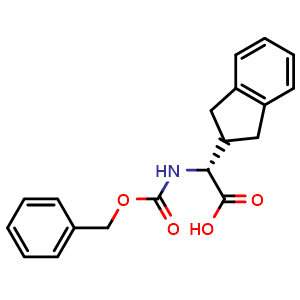 Chemical structure of (2R)-2-{[(benzyloxy)carbonyl]amino}-2-(2,3-dihydro-1H-inden-2-yl)acetic acid , CAS 554448-74-7, AChemBlock S75085