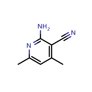 Chemical structure of 2-amino-4,6-dimethylpyridine-3-carbonitrile , CAS 5468-34-8, AChemBlock S75117