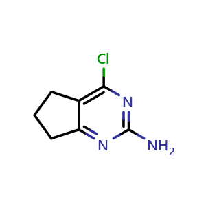 Chemical structure of 4-chloro-6,7-dihydro-5H-cyclopenta[d]pyrimidin-2-amine , CAS 5461-89-2, AChemBlock S75123