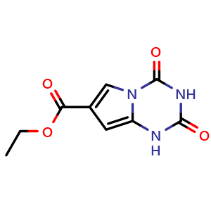 Chemical structure of ethyl 2,4-dioxo-1H,2H,3H,4H-pyrrolo[1,2-a][1,3,5]triazine-7-carboxylate , CAS 54449-89-7, AChemBlock S75135