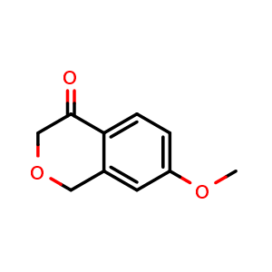 Chemical structure of 7-methoxy-3,4-dihydro-1H-2-benzopyran-4-one , CAS 54212-34-9, AChemBlock S75146