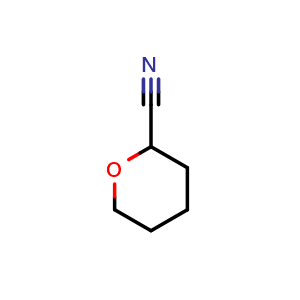 Chemical structure of tetrahydropyran-2-carbonitrile , CAS 5397-43-3, AChemBlock S75159
