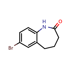 Chemical structure of 7-bromo-2,3,4,5-tetrahydro-1H-1-benzazepin-2-one , CAS 53841-99-9, AChemBlock S75169