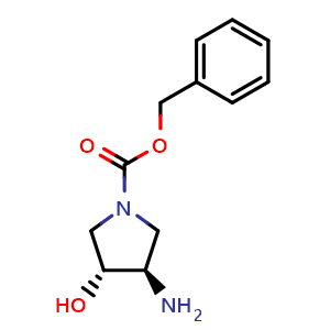 Chemical structure of benzyl (3R,4R)-3-amino-4-hydroxypyrrolidine-1-carboxylate , CAS 535936-20-0, AChemBlock S75183