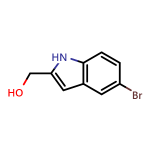 Chemical structure of (5-Bromo-1H-indol-2-yl)methanol , CAS 53590-48-0, AChemBlock S75191