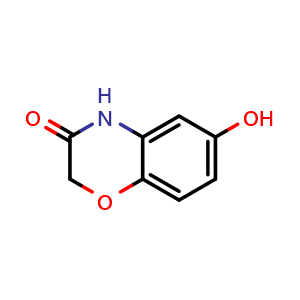 Chemical structure of 6-hydroxy-3,4-dihydro-2H-1,4-benzoxazin-3-one , CAS 53412-38-7, AChemBlock S75196