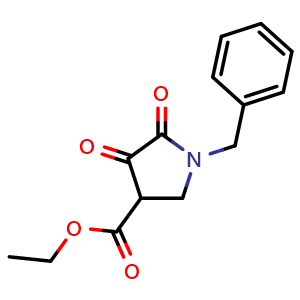 Chemical structure of ethyl 1-benzyl-4,5-dioxopyrrolidine-3-carboxylate , CAS 5336-50-5, AChemBlock S75199