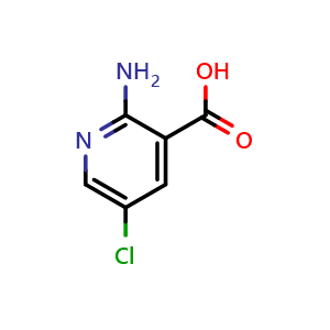 Chemical structure of 2-amino-5-chloropyridine-3-carboxylic acid , CAS 52833-93-9, AChemBlock S75216